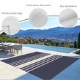 thumbnail image 3 of Beige Striped Outdoor Rug 5x8 Ft - Reversible Patio Rug Outdoor Camping Rugs, Midnight Blue Geometric Simple Retro Washable Indoor Outdoor Area Rugs, Non-Slip Outdoor Carpet Runner for Deck/Porch, 3 of 8