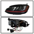 thumbnail image 2 of For 15-17 VW Volkswagen Golf (w/ Red Stripe) Sonar Light Bar DRL Projector Headlights (Black) YD-PRO-VG15-RED-DRL-BK, 2 of 4