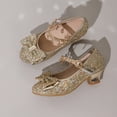 thumbnail image 5 of Quealent Girls Dress Shoes Mary Jane Wedding Party Shoes Glitter Bridesmaids Princess Heels Gold for Size 2.5, 5 of 9