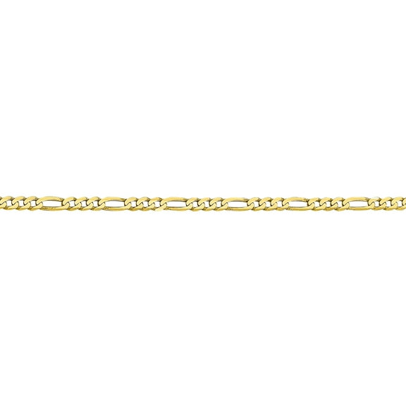Primal Gold 10 Karat Yellow Gold 2.2mm Figaro Link Chain Bracelet