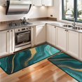 thumbnail image 3 of Kitchen Rugs Sets Of 2,Teal Gold Marble Pattern Anti Fatigue Kitchen Mat Rugs Non Slip Washable,Decorative Kitchen Floor Mats for Kitchen,Sink,Laundry,17"x47"+17"x47", 3 of 5