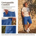 thumbnail image 3 of Drawstring Waist Lightweight Cargo Shorts for Men, Loose Straight Cut Multi Pocket Casual Utility Shorts, Quick Dry Comfort Outdoor Vacation Everyday Wear Walking Shorts Dark Blue 3XL, 3 of 8