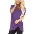 thumbnail image 1 of DPTALR T-shirt à Manches Courtes Col en V Uni pour Femmes Blouse Ample, 1 of 8