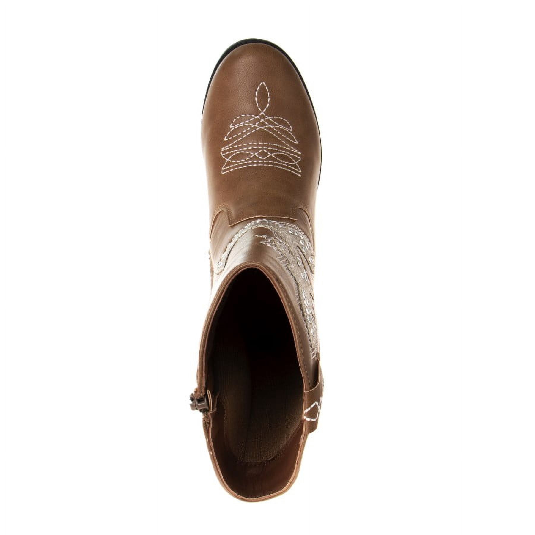 Kensie Girl Zip-up Low Heel Faux Leather Cowgirl Boots