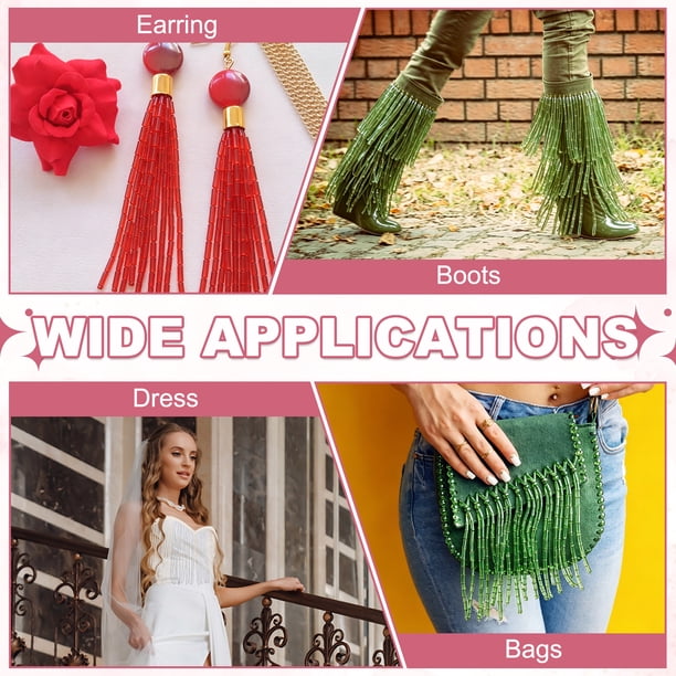 beaded trim by the yard for dresses Uxcell 1 Fringe Trim, 6 Inch Wide Glass Beads Tassels Ribbon Fringe Dress Clothing Accessories DIY Crafts Home Decoration, Dark Beauty Lace Ruffled Maxi WHOLESALE131125 Color:Yellow Pink Flower Style #1058 Details
