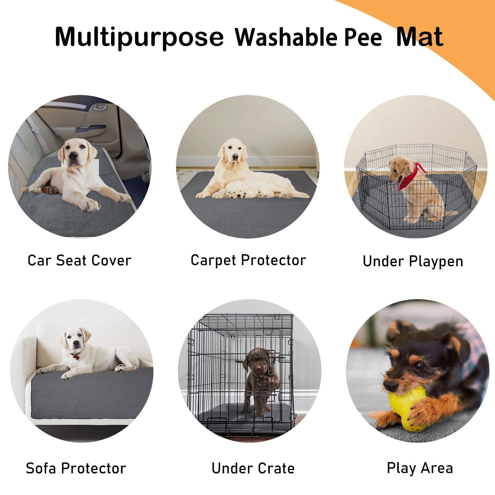 2 Packs Extra Large Reusable Dog Mat for Floor, Non-Slip Washable Pee Pads for Dogs, Fast Absorbent Pet Whelping Pads, Puppy Playpen Mat for Incontinence, Housebreak, Crate, 36x48in, Gray