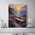 thumbnail image 2 of Mudket Sunset Lavender Ocean Canvas Wall Art, Coastal Floral Landscape Wall Decor, Butterfly Nature Artwork for Living Room Bedroom, Framed Ready to Hang - 12"L x 8"W, 2 of 10