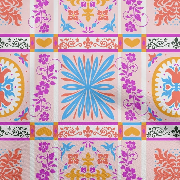 oneOone Viscose Chiffon Fuschia Pink Fabric Asian Ornamental Sewing Material Print Fabric By The Yard 42 Inch Wide