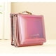 thumbnail image 4 of Cartera para mujer brillante nacarada, pequeña, de piel sintética, corta, para tarjetas de crédito, organizador, monedero con ventana de identificación (rosa), 4 of 4