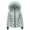 Mint Green, variant on Womens Winter Quilted Puffer Jacket Short Contoured Waist Hood Faux Fur Long Sleeve Rib Cuffs Casual Cold Weather Coat Mint Green 4XL