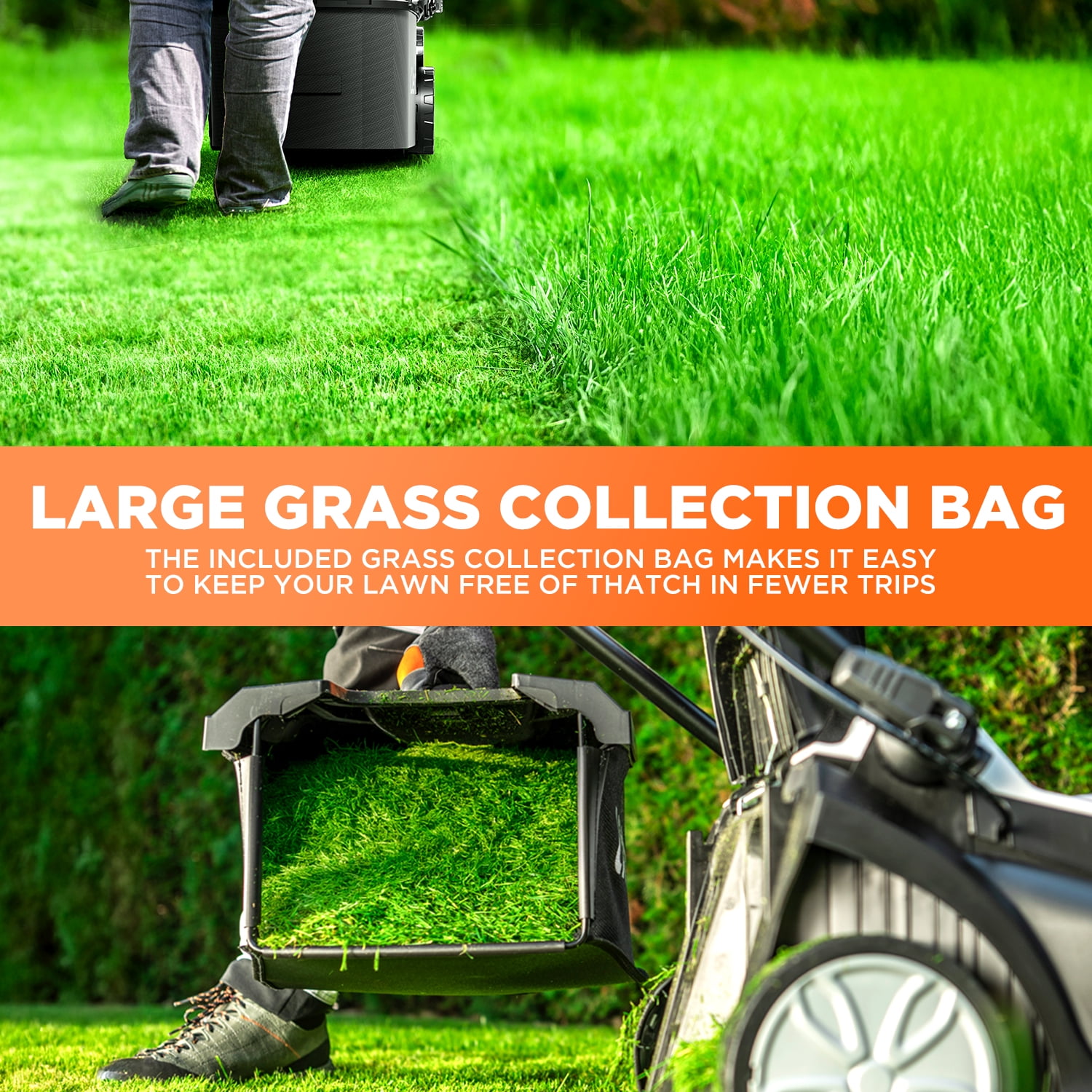 Litheli 40V Cordless Electric Lawn Mower, 16-Inch, 6-Position Height Adjustment, Lightweight, With 2 x 4.0Ah Batteries, for Lawns & Gardens