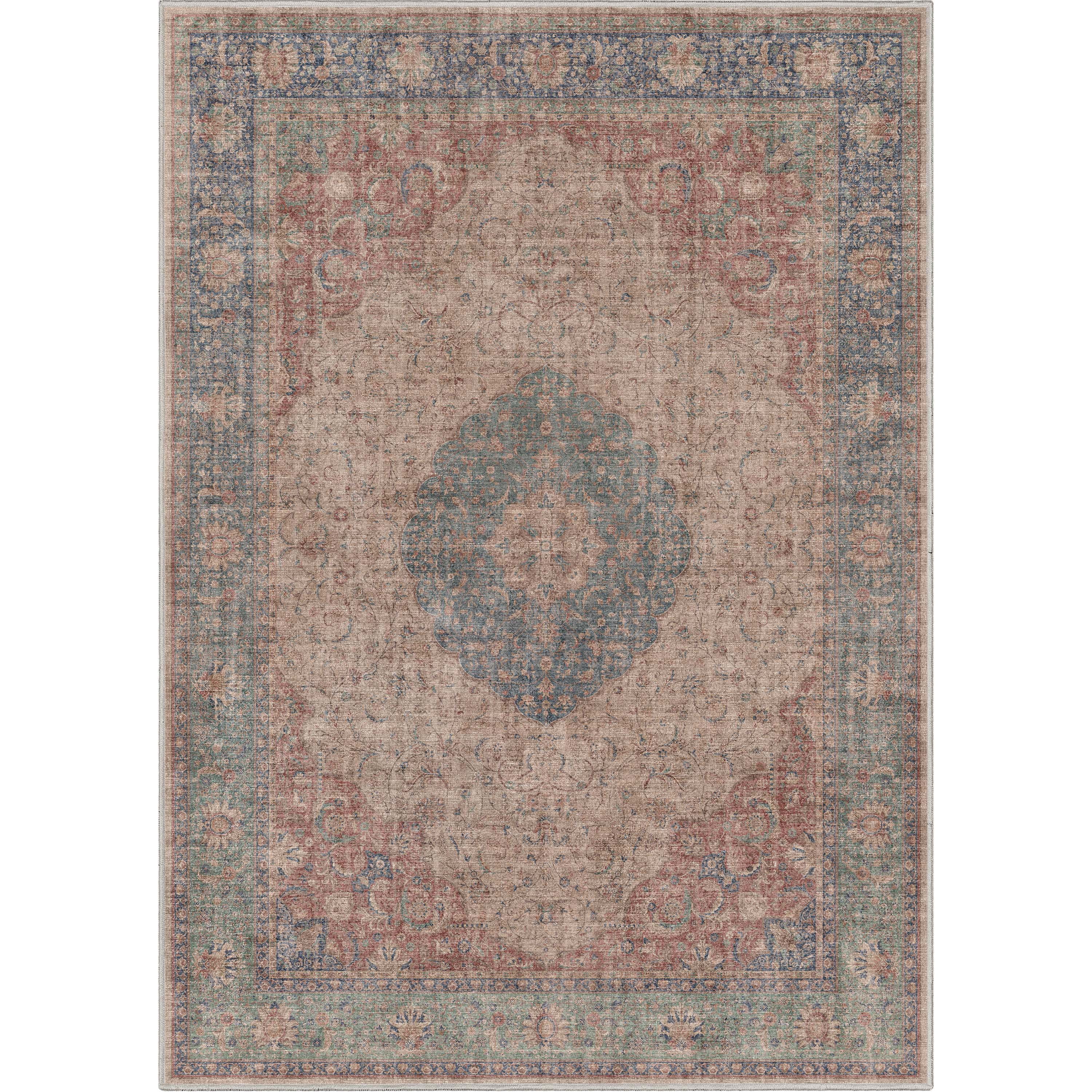 Well Woven Asha Odette Vintage Medallion Oriental Red Blue 5'3" x 7'3" Flat-Weave Area Rug