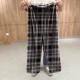 thumbnail image 5 of Fiaer Women's Pajamas Pants Plaid Plus Size Color Blocking Sleepwear Trousers Elastic Waisted Casual Trendy Comfort Pjs Joggers Grey2 M, 5 of 6