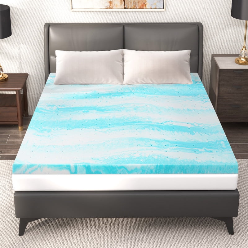TINKLE WELL Memory Foam Mattress, 3" Thick Gel-Infused Cooling, Twin Size, CertiPUR-US Certified for Cooler, Pressure-Relieving Sleep, Blue