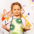 thumbnail image 2 of Green Yellow Dandelion Pattern Kids Aprons for Girls and Boys,Adjustable Neck Strap Toddler Aprons for Kids Cooking Baking, 2 of 6