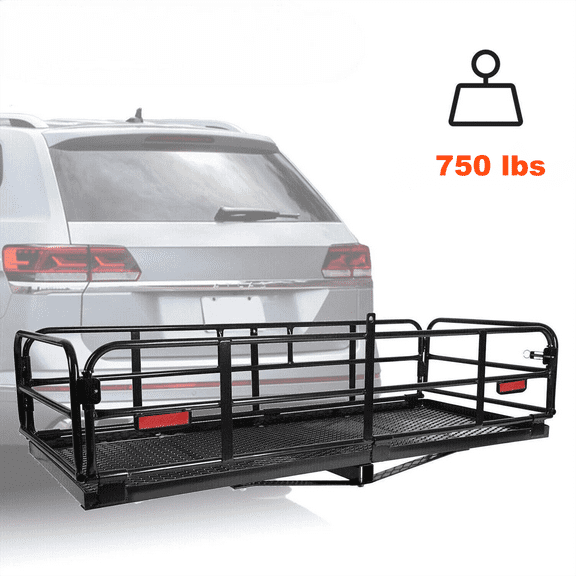 58'' 750LBS Cargo Carrier Hitch Folding Cargo Basket Rack For Car SUV Camping