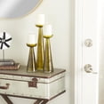 thumbnail image 2 of DecMode 3 Candle Green Glass Pillar Candle Holder, Set of 3, 2 of 12