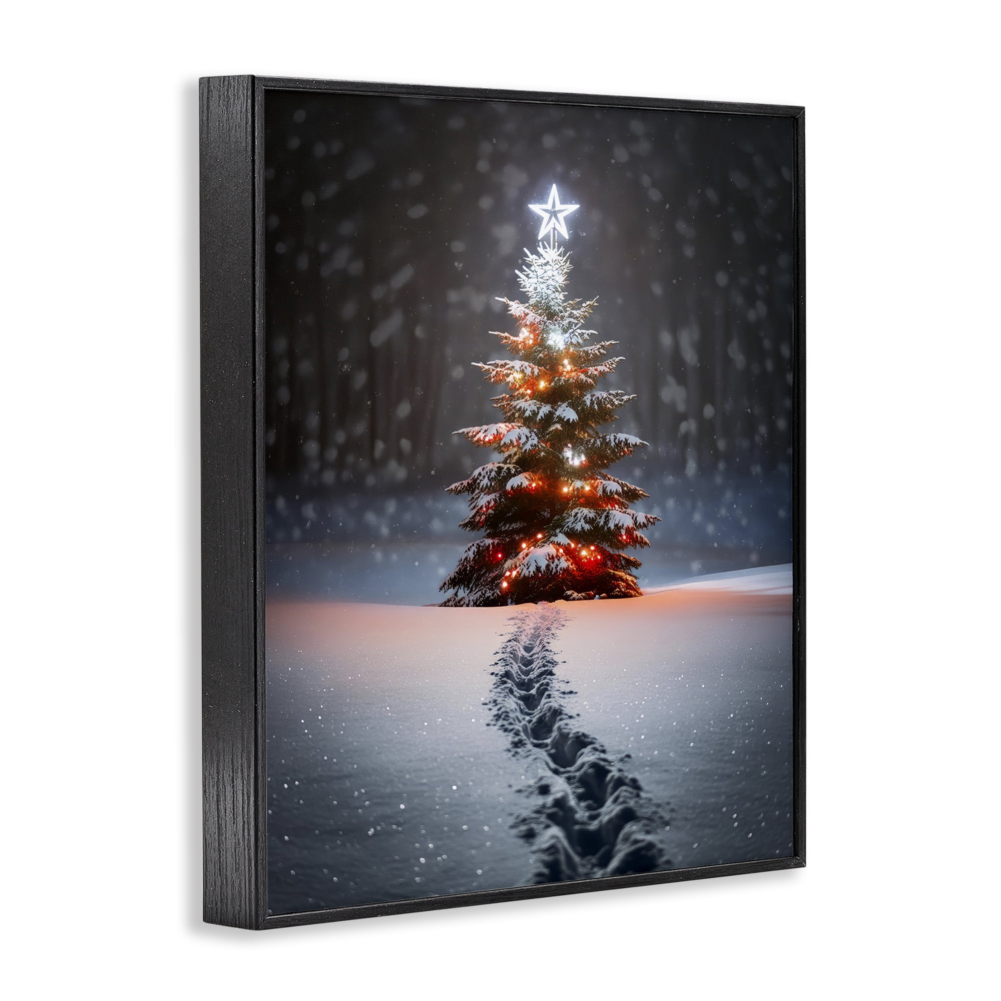 Stupell Industries Magic Moments Holiday Tree Holiday Photography Black Framed Art Prints Wall Art, 24 x 30