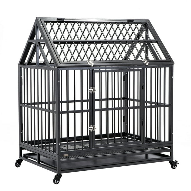 WALNEST 42" Dog Crate Strong Metal Pet Cage Heavy Duty Kennel House w
