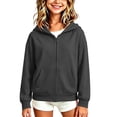 thumbnail image 5 of DJDLJWCJ Girls Zip Up Hoodie Sweatshirt Relaxed Fit Stretch Soft Sweatshirt Solid Color Casual Sweatshirts Dark Gray Size 9, 5 of 6