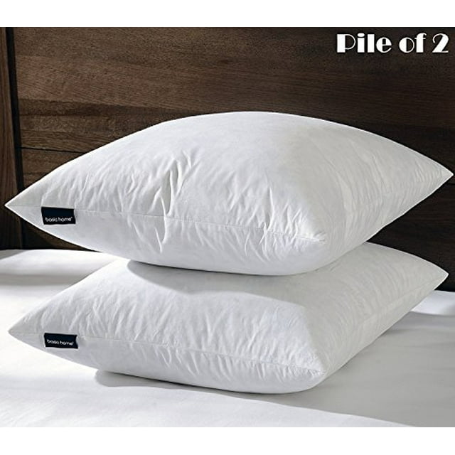 basic home 22x22 Decorative Throw Pillow Inserts-Down Feather Pillow Inserts-Square-Cotton Fabric-Set of 2-White.