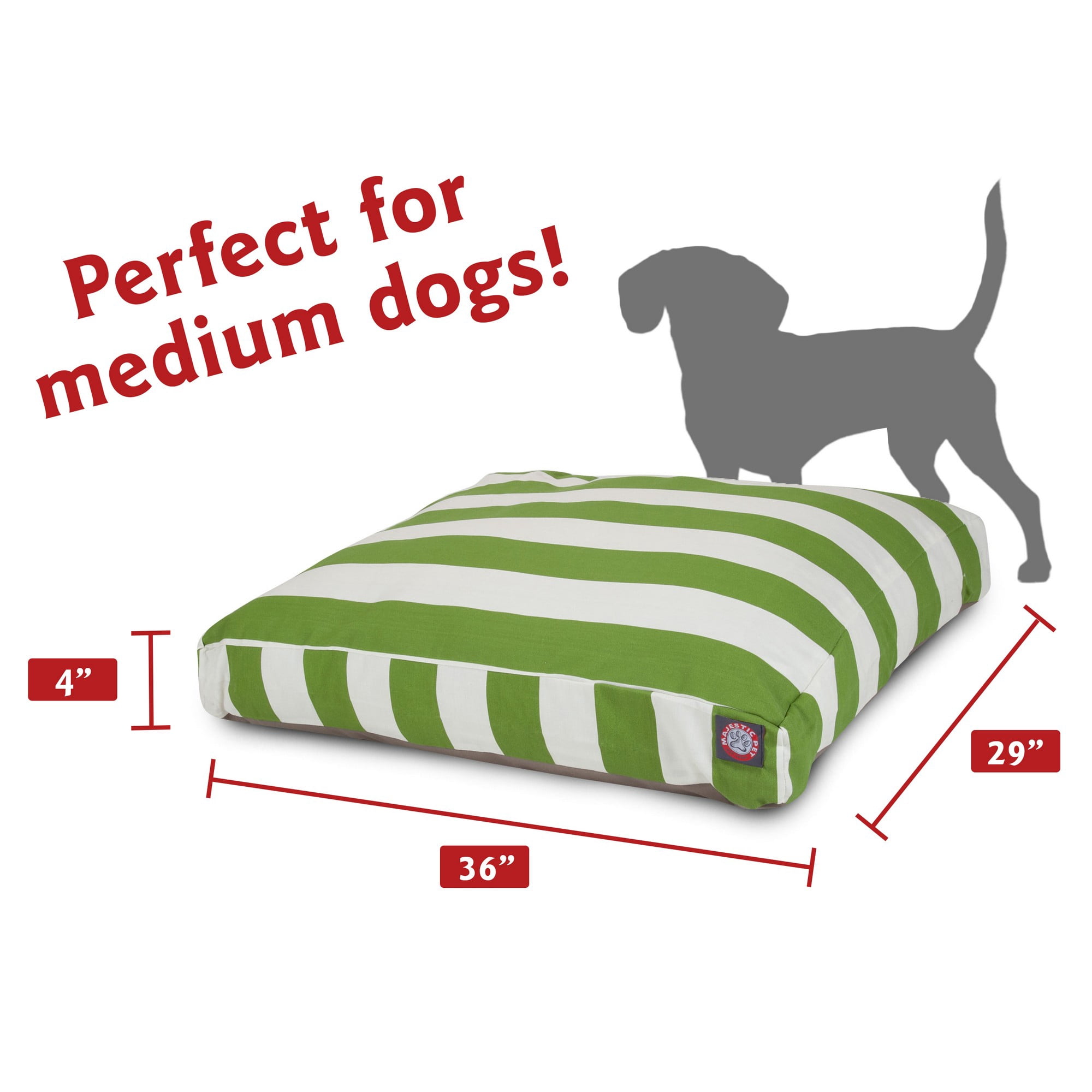 Majestic Pet | Vertical Stripe Shredded Memory Foam Rectangle Pet Bed For Dogs, Removable Cover, Sage, Medium