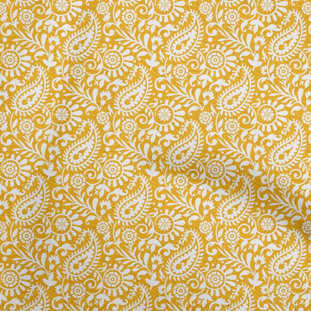 oneOone Cotton Poplin Yellow Fabric Paisleys Sewing Craft Projects Fabric Prints By Yard 56 Inch Wide-PI