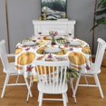 thumbnail image 2 of Fall Pumpkins Leaves Pattern Round Tablecloth 60" X 60",Wrinkle Wipeable Table Cloth for Kitchen Dining Room Picnic Patio Party, 2 of 6