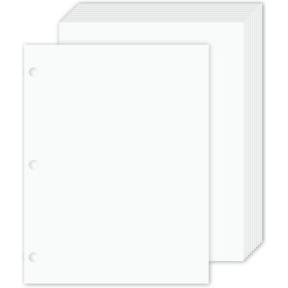 3 Hole Punched White Cardstock Durable and Thick 80lb (216gsm) Card
