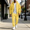 thumbnail image 2 of Delconic Mens Hoodie and Jogger Set Two Piece Tracksuit Full Zip Sweatshirt Drawstring Pants Casual Athletic Outfit Yellow 3XL, 2 of 7