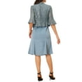 thumbnail image 3 of INSPIRE CHIC 2 Piece Dress Sets for Women's Long Sleeve Lace Cropped Shrug Sleeveless Midi Dresses Party Dress XS Grey Blue, 3 of 6