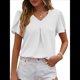 thumbnail image 3 of Blusas Elegantes de para Mujer, de Verano, con Pétalos Abullonados, Mangas , Cuello en V, Blusas Informales de Trabajo XXL, 3 of 8