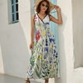 thumbnail image 5 of Watercolor Wildflowers Spring Summer (3) Dress Summer Street Style Bohemia Long Dresses Female Sleeveless Printed Maxi Dress, 5 of 9