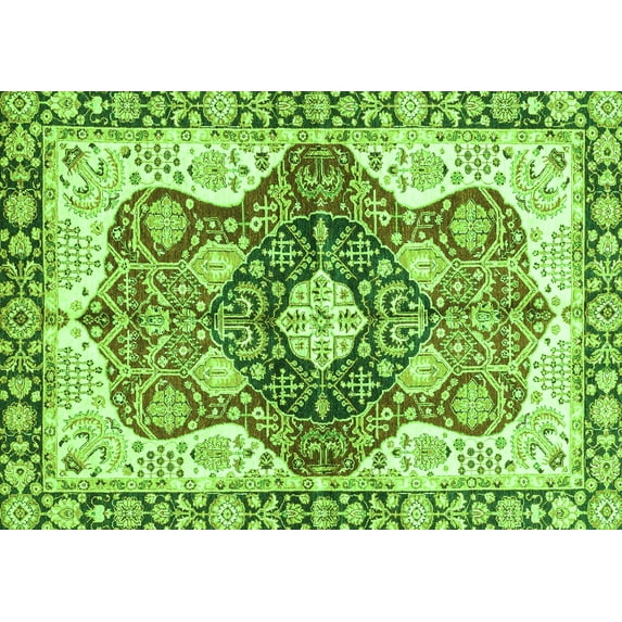 Ahgly Company Indoor Rectangle Abstract Green Modern Area Rugs, 8' x 10'
