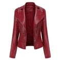 thumbnail image 6 of AZoiNM Women's Slim Fit Studded PU Leather Jacket Streetwear Zipper Front Long Sleeve, 6 of 15