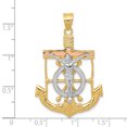 thumbnail image 2 of 14k Tri Color Gold Mariners Cross Necklace Charm Pendant Religious Crucifix Mariner, 2 of 6