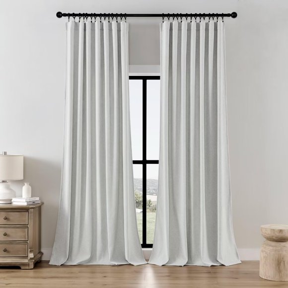 Cortinas Joydeco 132x244 cm, 2 paneles, filtrado de luz, blanco grisáceo