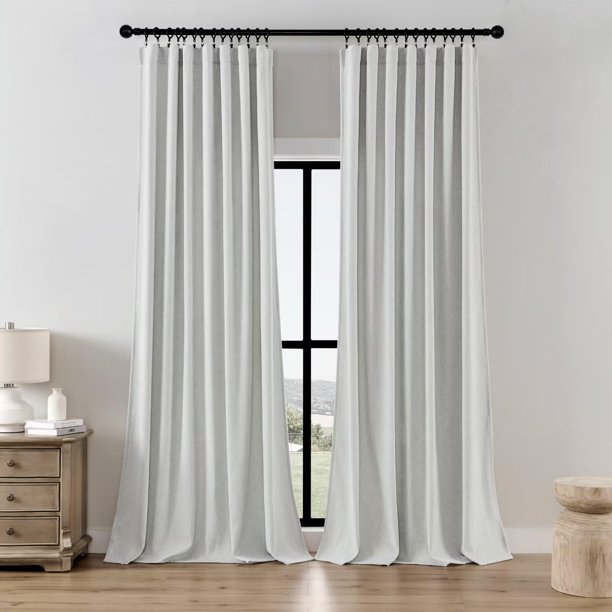 Cortinas Joydeco 132x244 cm, 2 paneles, filtrado de luz, blanco grisáceo