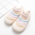 thumbnail image 3 of Boys Girls Striped Prints Socks Shoes Toddler Breathable Mesh The Floor Socks Non Prewalker Shoes White 0 Months-6 Months, 3 of 3
