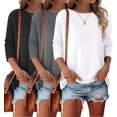 thumbnail image 1 of Camiseta Bliwov, paquete de 3, manga 3/4, tops casuales para mujer, 1 of 5