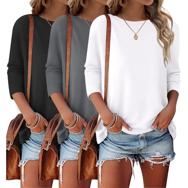 Camiseta Bliwov, paquete de 3, manga 3/4, tops casuales para mujer