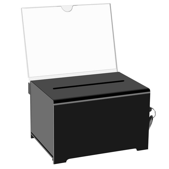 Adifare Acrylic Donation Box with Lock Clear Ballot Box with Removable Sign Holder 6.25×4.5×4 Inch Suggestion Box Storage Container with Keys Reusable Raffle Box for Fundraising Voting Charity Ballot