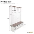 thumbnail image 3 of Farmhouse 4-in-1 Hall Tree with 6 Hooks, Entryway Bench with Shelves, Shoe Organizer with 16 Compartments for Mudroom, Living Room, White, 3 of 8