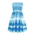 thumbnail image 3 of Amazhiyu Womens Summer Strapless Dresses Satin Tie Dye Smocked Waist Sexy Mini Sundress, 3 of 7