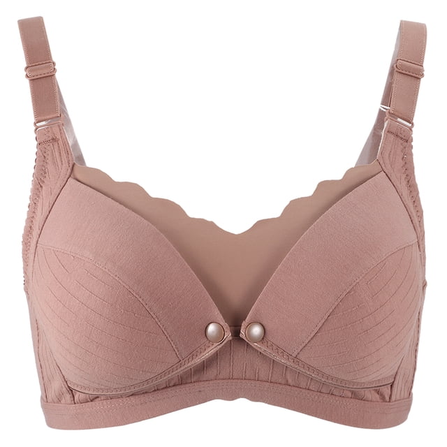 Sujetador de lactancia posparto fino de algodón, ropa interior transpirable antihundimiento para mujeres que amamantan, ropa interior de verano (color café 80B)