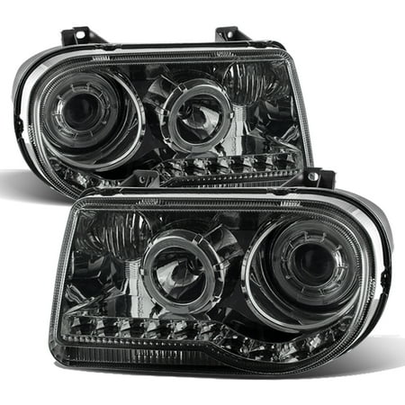 For 2005-2010 Chrysler 300 C Model Smoked LED Dual Halo Projector Headlight (Best Year For Chrysler 300)