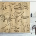 thumbnail image 1 of Ambesonne Velociraptor Shower Curtain, Vintage Sketch Animals, 69"Wx84"L, Sand Brown, 1 of 3