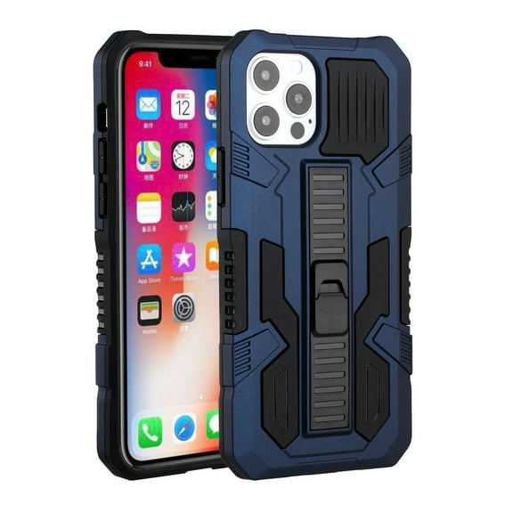 For Apple iPhone 13 Pro Max (6.7") Hybrid Rugged [Shockproof] Dual Layer Protective with Kickstand Military Grade Hard PC   TPU Cover ,Xpm Phone Case [Blue]