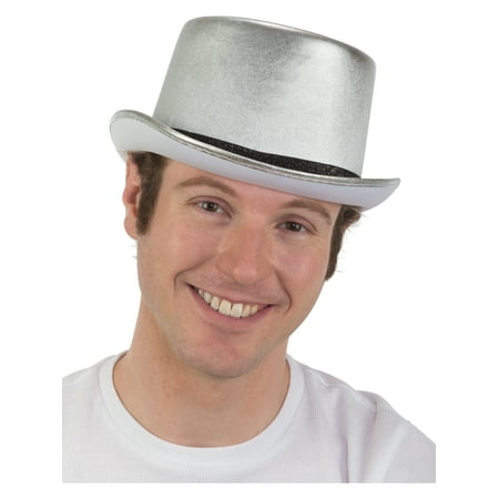 - Adults Metallic Silver Top Hat Costume Accessory