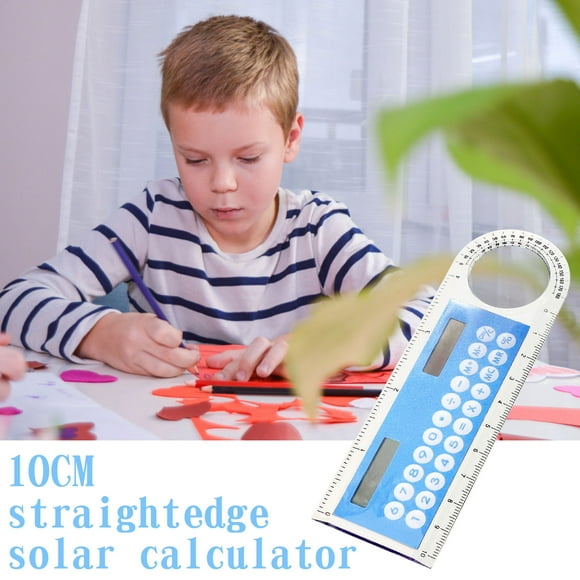 5Pcs Solar Ruler Calculator, Fufafayo Solar Ruler Calculator 3-in- 10cm Multifunctional Teen Tool, Large Display Mini Card Ruler with Angle Magnifier for Study Office Stationery Gift